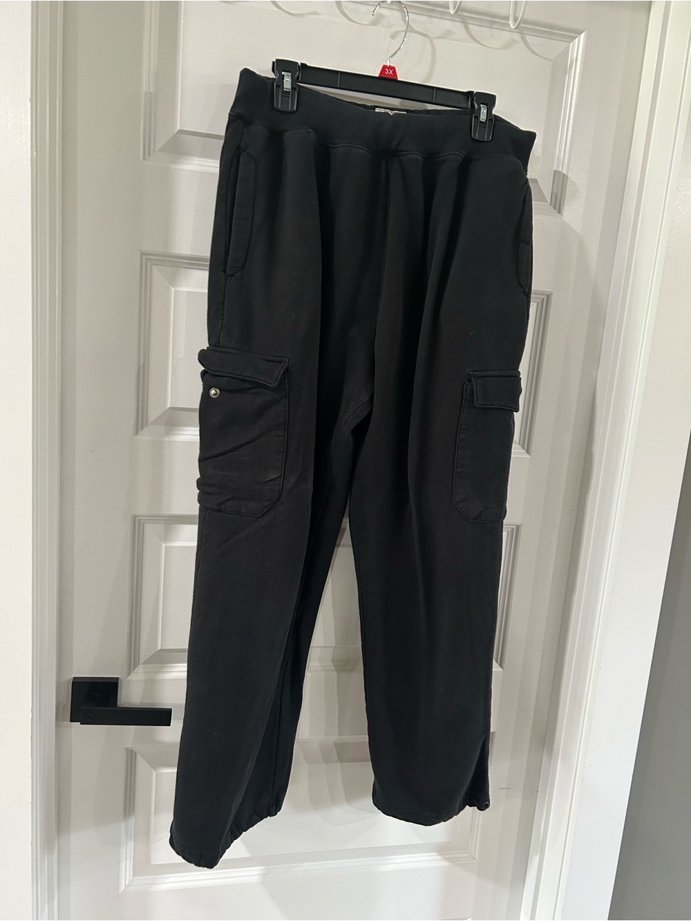 Ecko Unlimited Black Cargo Sweatpants with Pocket Flaps